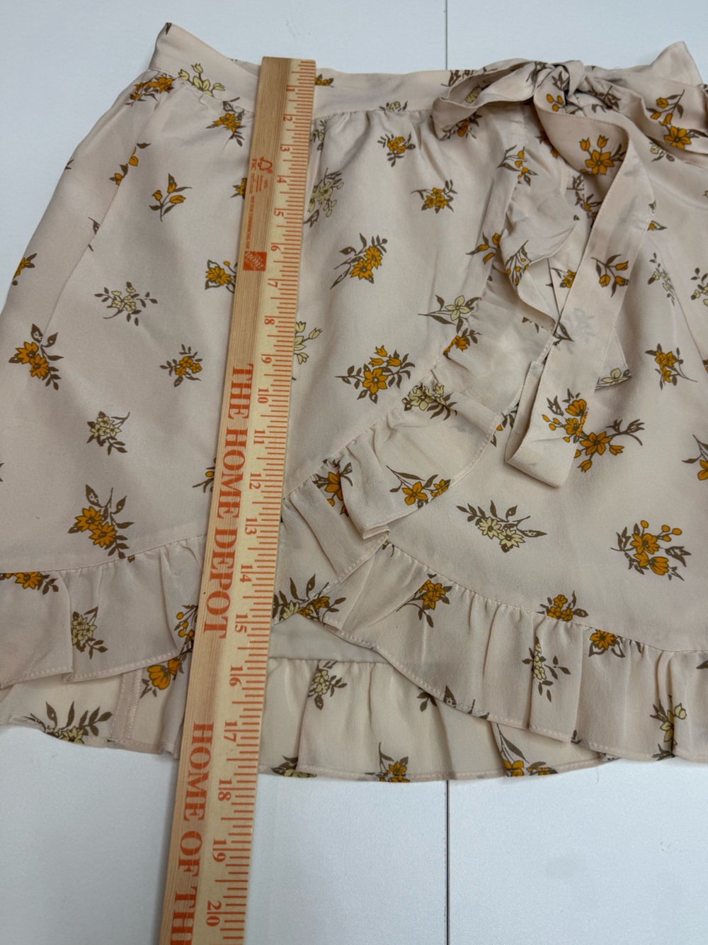 Madewell Cream Floral Wrap Mini Silk Skirt with Ruffle - Picture 6 of 10